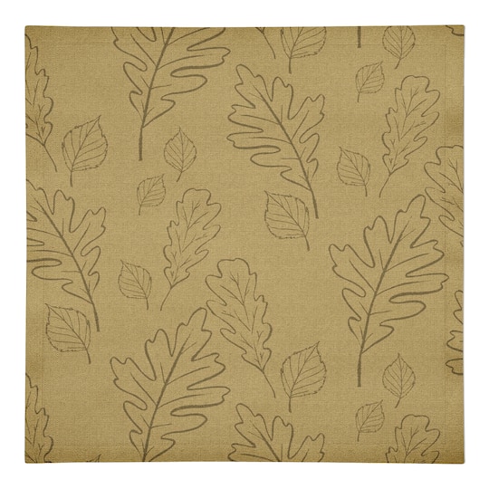 Mustard Yellow Large Leaf Pattern Cotton Twill Napkin